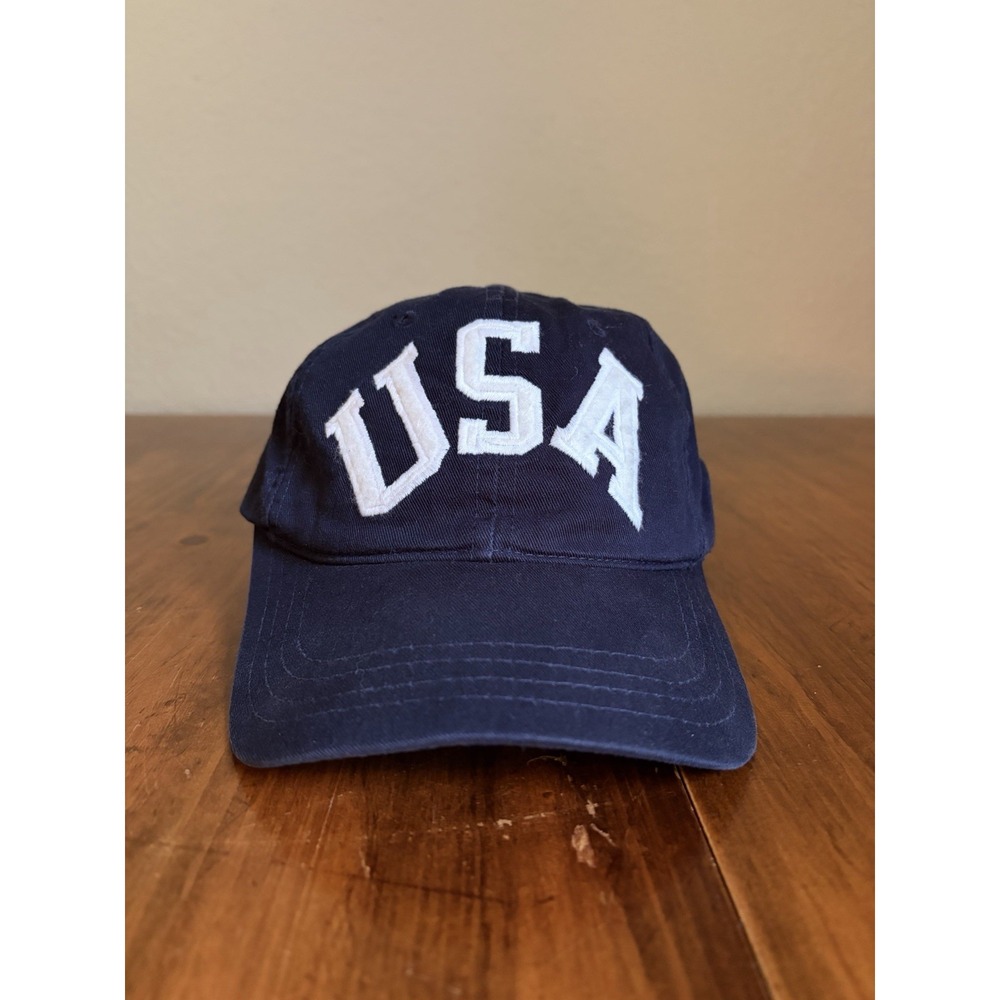 Vintage Polo Ralph Lauren USA Hat Cap Fitted Small/Medium Stadium Flag Crest